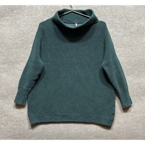 Free People Ottoman Slouchy Ribbed Mock Neck Sweater Tunic Green Small Oversized